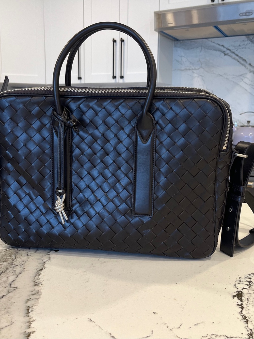 Bottega Veneta Black Intrecciato Leather Briefcase